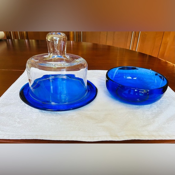 Cobalt blue glass 4 Pc breakfast serving set - Picture 4 of 14